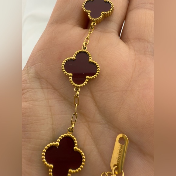 Alhambra 5 Motife Gold and Brown Color Clover Bracelet - Picture 4 of 4